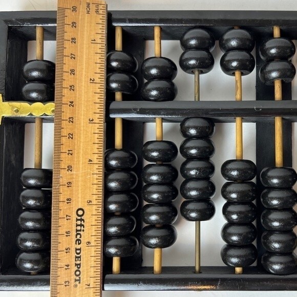 Vintage Wood and Brass Abacus Lotus Flower Brand People’s Republic of China - Picture 9 of 9